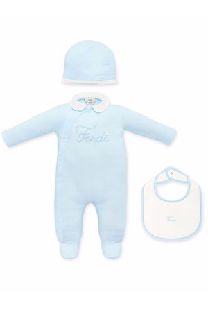 Light blue stretch jersey-fleece baby set FENDI KIDS | BUK1318RAF19J4